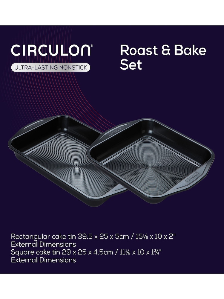 Circulon Grey Ultimum Bakeware Roast and Bake Tray Set - Image 2 of 7 Circulon Grey Ultimum Bakeware Roast and Bake Tray Set - Image 2 of 7