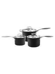 Circulon 3 Piece Black Style Hard Anodised Saucepan Set - Image 1 of 4