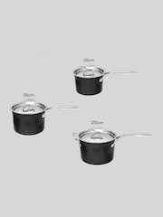 Circulon 3 Piece Black Style Hard Anodised Saucepan Set - Image 4 of 4