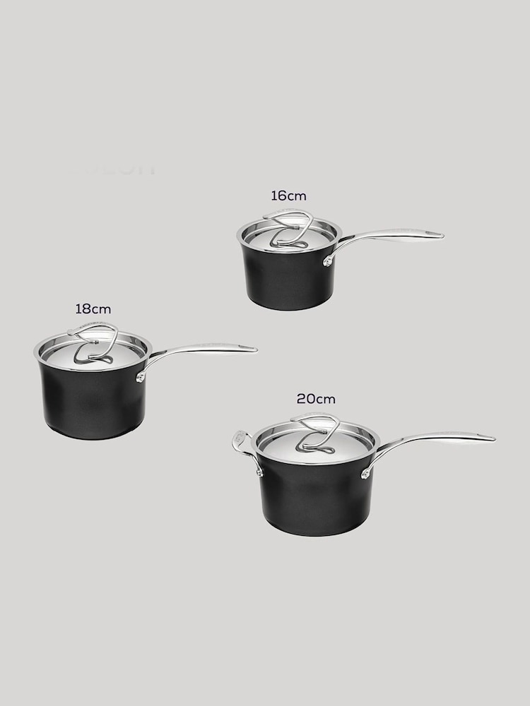 Circulon 3 Piece Black Style Hard Anodised Saucepan Set - Image 4 of 4