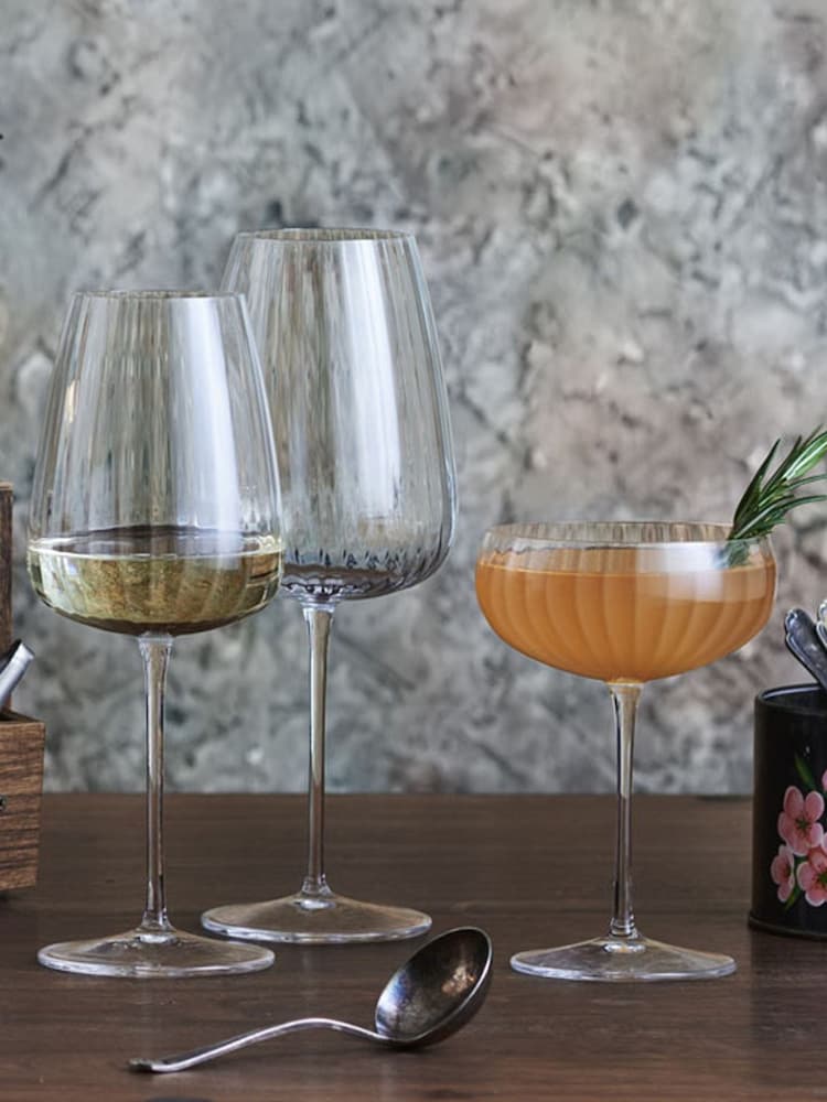 Luigi Bormioli Grey Optica White Wine Glasses Set of 6 - Image 1 of 5 Luigi Bormioli Grey Optica White Wine Glasses Set of 6 - Image 1 of 5