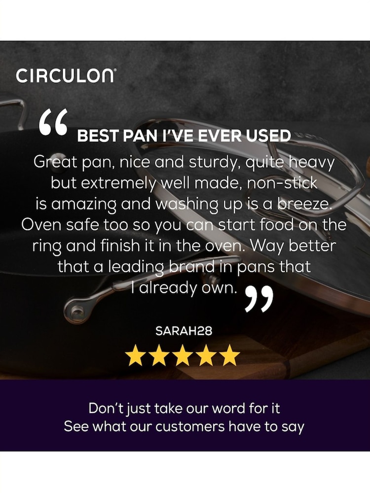 Circulon Black Style Hard Anodised Non Stick Sauteuse with Lid 24 - Image 12 of 12 Circulon Black Style Hard Anodised Non Stick Sauteuse with Lid 24 - Image 12 of 12
