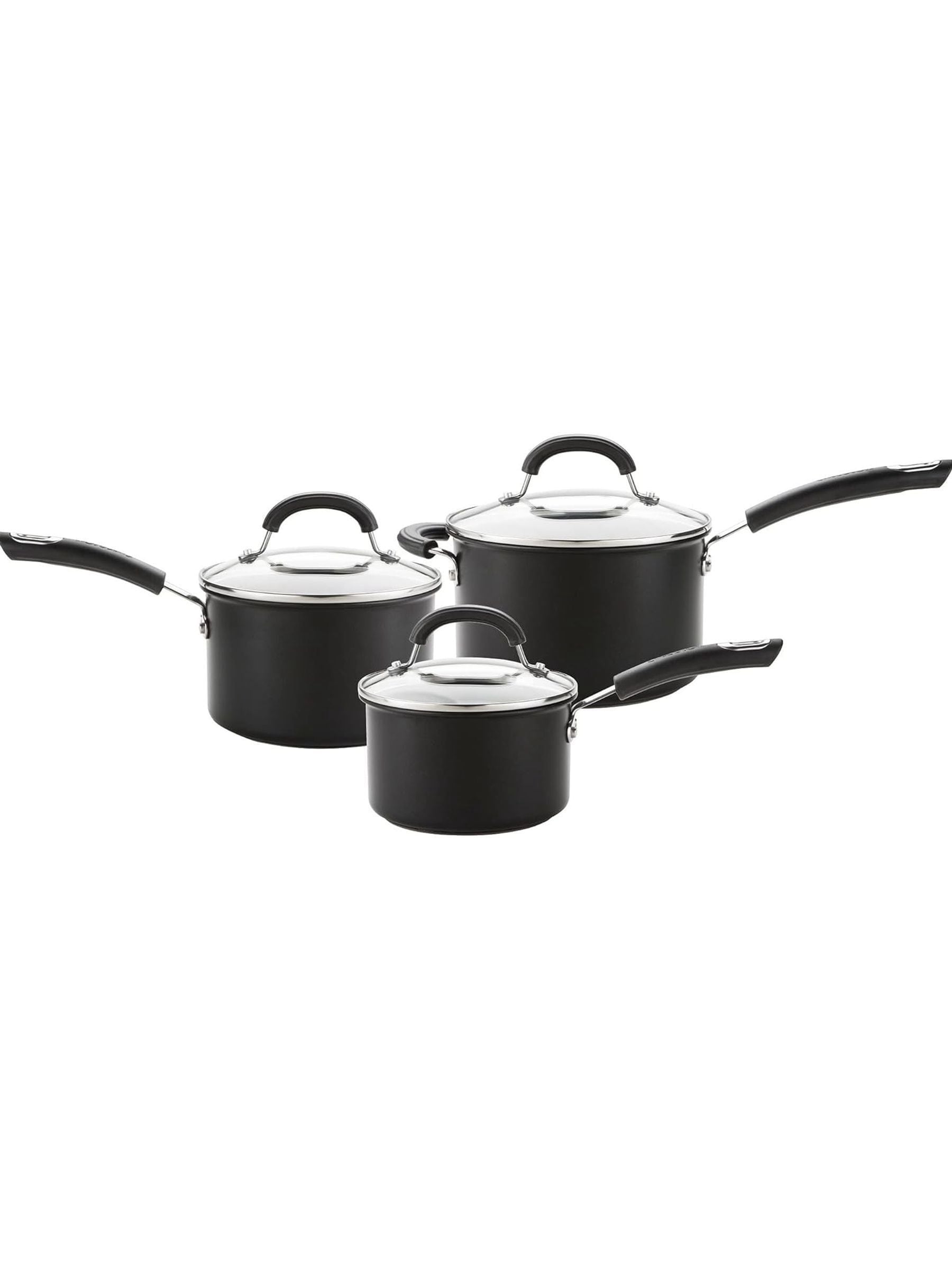 Circulon Unisex Black Total 3 Piece Saucepan Set Non Sticl, Induction, Glass Lids, Hard Anodised Aluminium In - Image 3