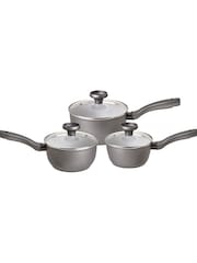 Prestige 3 Piece Grey Earthpan Recycled Aluminium Ceramic Non Stick Saucepan Set - Image 1 of 4