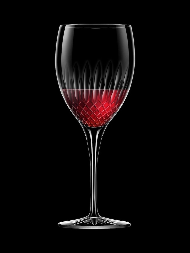 Luigi Bormioli Set of 6 Grey Diamante Red Wine Glasses - Image 2 of 2 Luigi Bormioli Set of 6 Grey Diamante Red Wine Glasses - Image 2 of 2