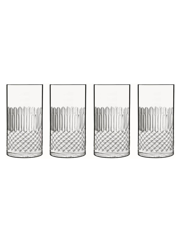 Luigi Bormioli Set of 6 Grey Diamante Hi-Ball Glasses - Image 1 of 4