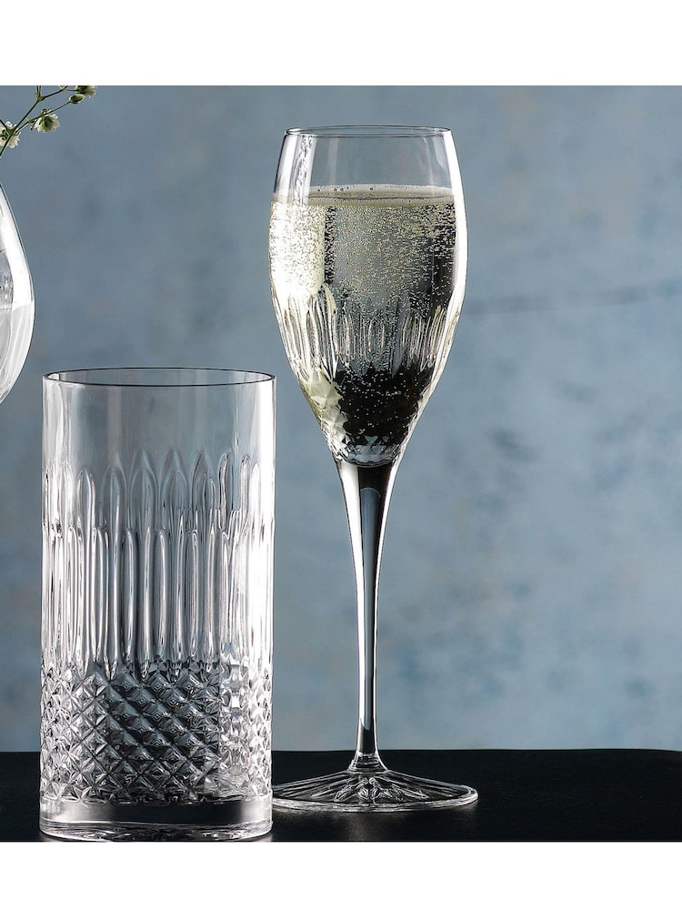 Luigi Bormioli Set of 6 Grey Diamante Hi-Ball Glasses - Image 1 of 4 Luigi Bormioli Set of 6 Grey Diamante Hi-Ball Glasses - Image 1 of 4