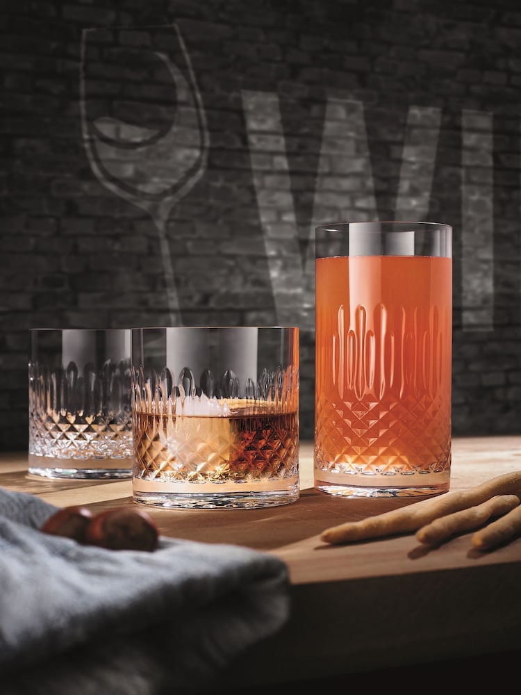 Luigi Bormioli Set of 6 Grey Diamante Hi-Ball Glasses - Image 4 of 4