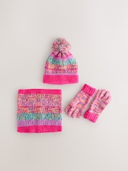 Pink/Blue Beanie Gloves And Snood Set (3-13yrs) - Image 3 of 6