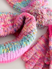 Pink/Blue Beanie Gloves And Snood Set (3-13yrs) - Image 4 of 6