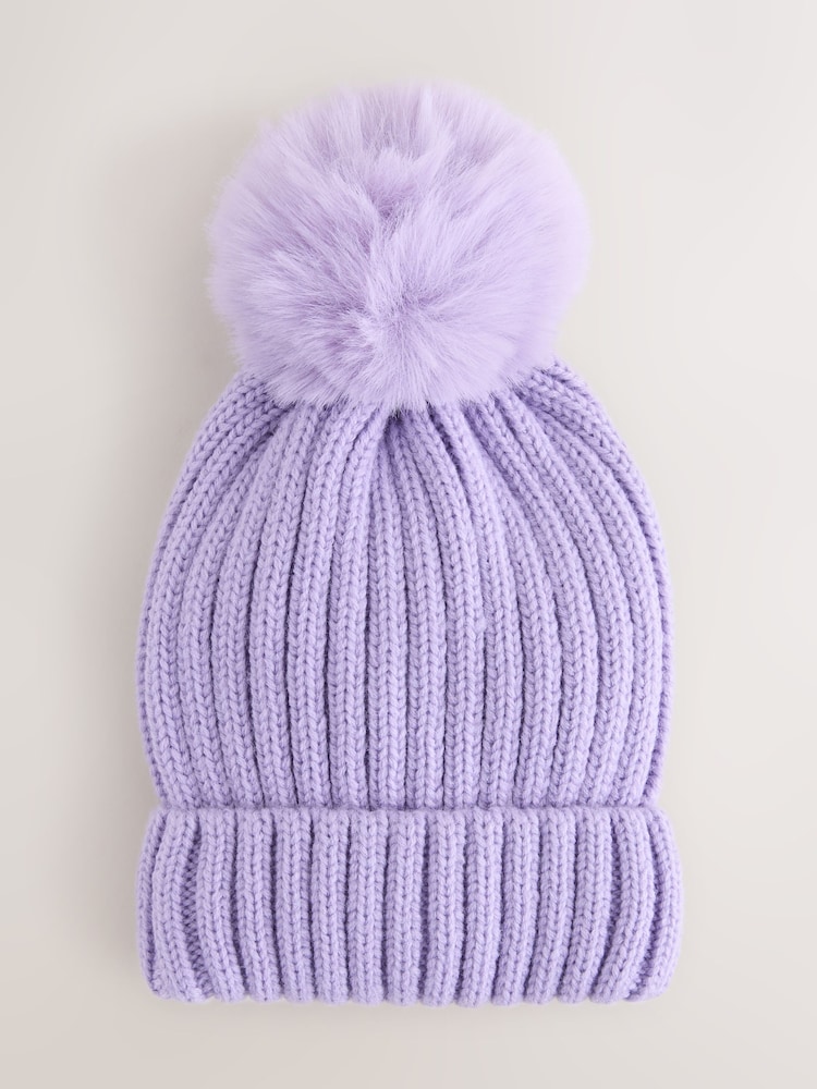 Flieder-Violett - Rib Pom Beanie (3mths-16yrs) - Bild 1 von 3
