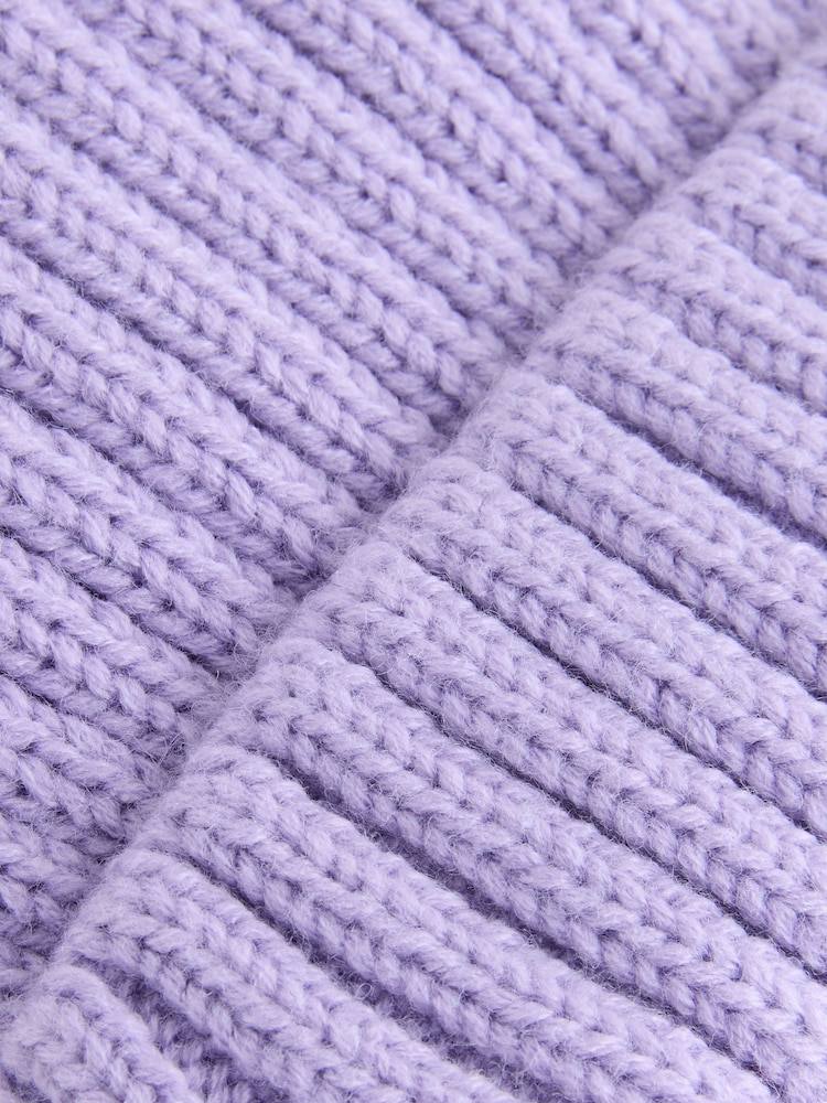 Flieder-Violett - Rib Pom Beanie (3mths-16yrs) - Bild 3 von 3