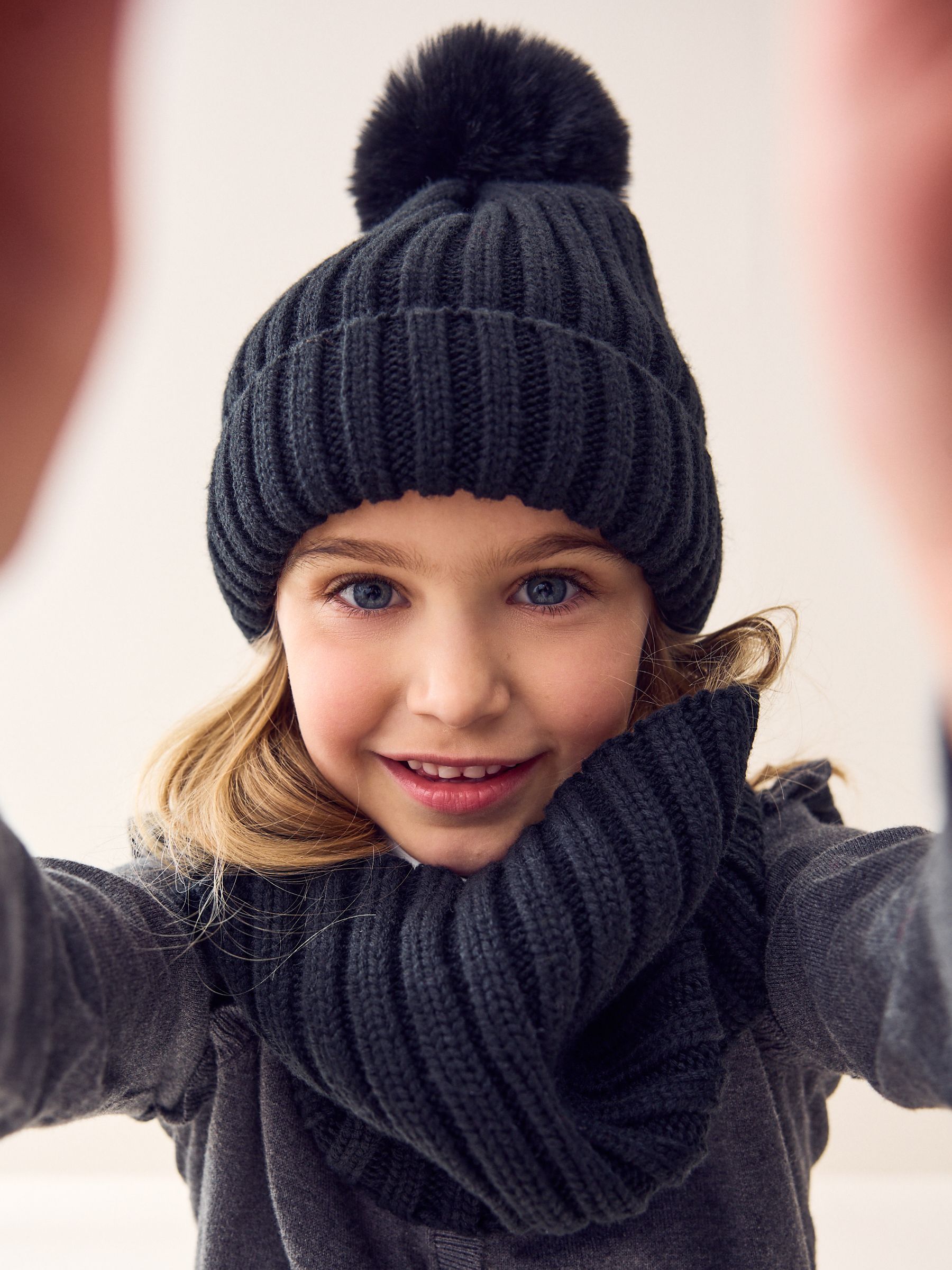 Buy Black Rib Pom Beanie (3mths-16yrs) from Next South Africa