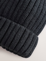 Black Rib Pom Beanie (3mths-16yrs) - Image 4 of 5