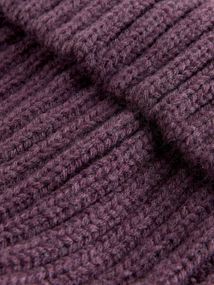 Purple Rib Pom Beanie (3mths-16yrs) - Image 5 of 5