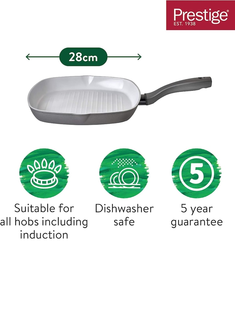 Prestige Grey Earthpan 28cm Ceramic Non Stick Square Grill Pan - Image 2 of 4