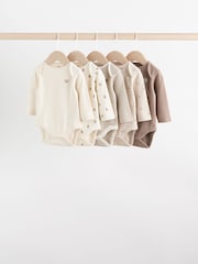 Neutral Bear Baby Long Sleeve Bodysuits 5 Pack - Image 1 of 15