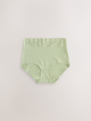 Green Ditsy Floral Full Brief Lace Knickers 4 Pack - Image 7 of 10