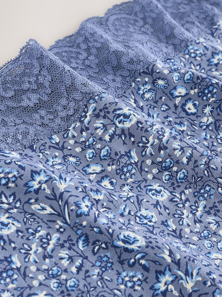 Blue Ditsy Floral Full Brief Lace Knickers 4 Pack - Image 10 of 10