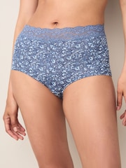 Blue Ditsy Floral Full Brief Lace Knickers 4 Pack - Image 2 of 10