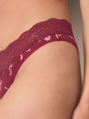 Berry Red Extra High Leg Lace Knickers 4 Pack - Image 4 of 10