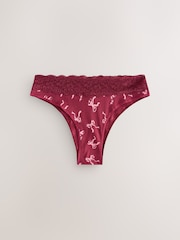 Berry Red Extra High Leg Lace Knickers 4 Pack - Image 5 of 10