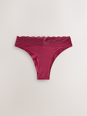 Berry Red Extra High Leg Lace Knickers 4 Pack - Image 7 of 10