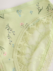 Green Ditsy Floral High Leg Lace Knickers 4 Pack - Image 10 of 10