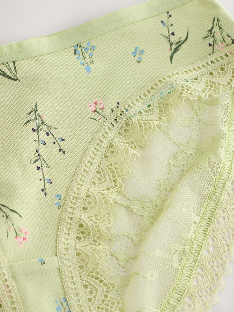 Green Ditsy Floral High Leg Lace Knickers 4 Pack - Image 10 of 10 Green Ditsy Floral High Leg Lace Knickers 4 Pack - Image 10 of 10