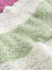 Vert à petites fleurs - Lot de 4 culottes en coton et dentelle - Image 11 de 11