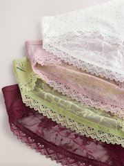 Green Ditsy Floral High Leg Lace Knickers 4 Pack - Image 9 of 10