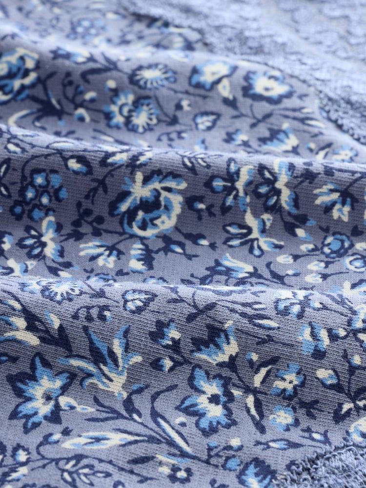 Blue Ditsy Floral Bikini Lace Knickers 4 Pack - Image 10 of 10