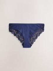 Blue Ditsy Floral Bikini Lace Knickers 4 Pack - Image 6 of 10