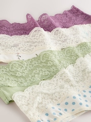 Green Ditsy Floral Thong Lace Knickers 4 Pack - Image 10 of 11