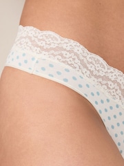 Green Ditsy Floral Thong Lace Knickers 4 Pack - Image 5 of 11