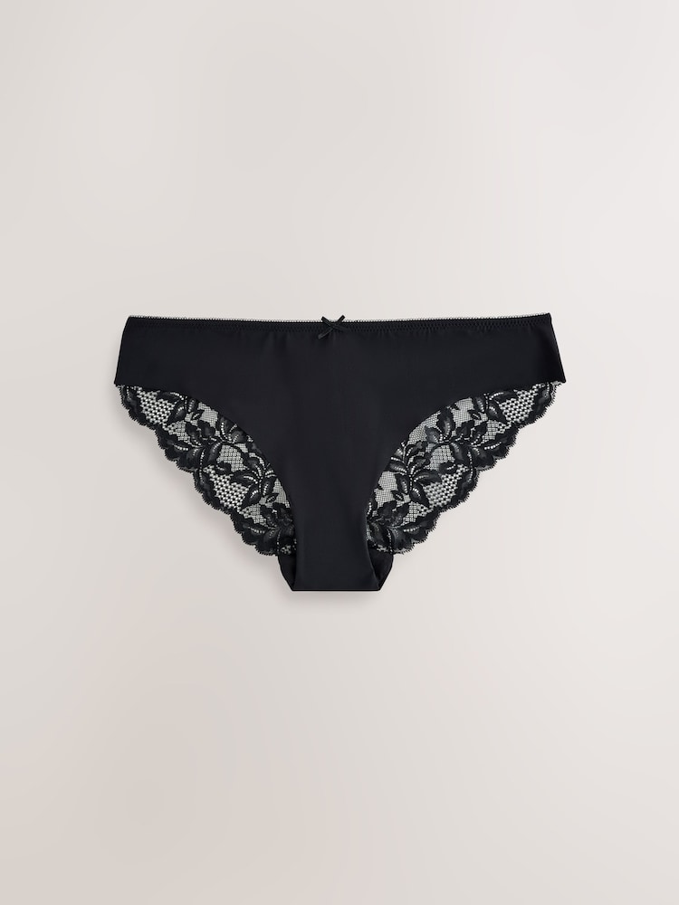 Black Brazilian Lace Back NVPL Knickers 7 Pack - Image 2 of 10 Black Brazilian Lace Back NVPL Knickers 7 Pack - Image 2 of 10