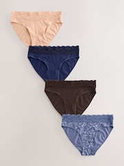 Blue Ditsy Floral High Leg Lace Knickers 4 Pack - Image 1 of 10