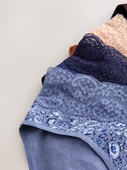Blue Ditsy Floral High Leg Lace Knickers 4 Pack - Image 10 of 10