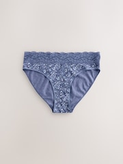 Blue Ditsy Floral High Leg Lace Knickers 4 Pack - Image 5 of 10