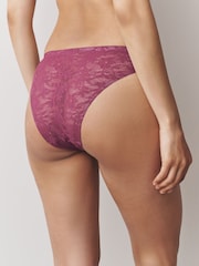 Cream/Chocolate/Burgundy High Leg All Over Lace No VPL Knickers 3 Pack - Image 10 of 13