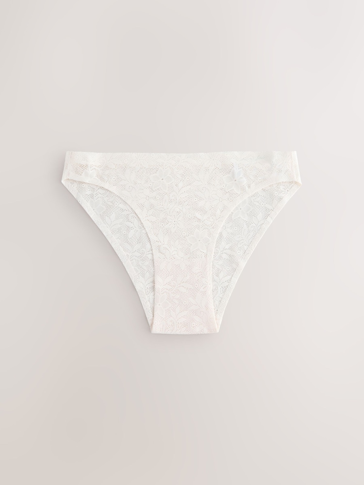 Cream/Chocolate/Burgundy High Leg All Over Lace No VPL Knickers 3 Pack - Image 2 of 13