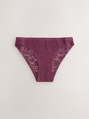 Cream/Chocolate/Burgundy High Leg All Over Lace No VPL Knickers 3 Pack - Image 3 of 13