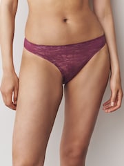 Cream/Chocolate/Burgundy High Leg All Over Lace No VPL Knickers 3 Pack - Image 8 of 13