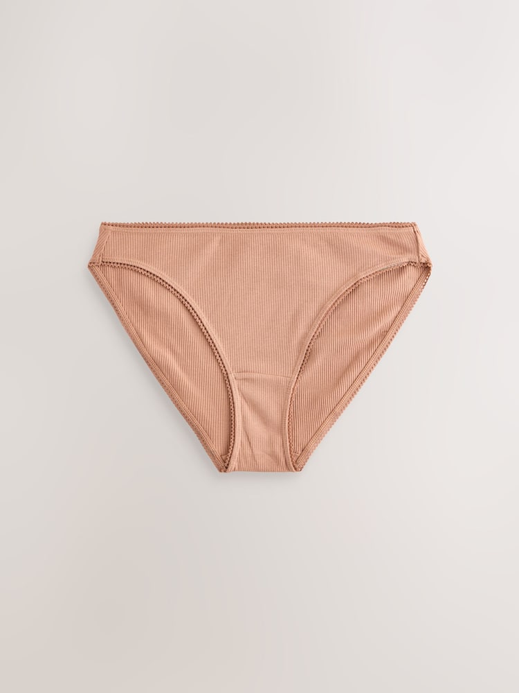Black/Caramel Nude/Praline Nude High Rise High Leg Cotton Rib Knickers 3 Pack - Image 2 of 6