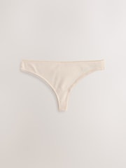 Black/Caramel Nude/Praline Nude Thong Cotton Rib Knickers 3 Pack - Image 2 of 6