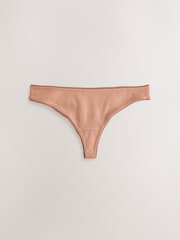 Black/Caramel Nude/Praline Nude Thong Cotton Rib Knickers 3 Pack - Image 3 of 6