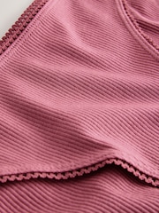 Black/Rose/Olive High Rise High Leg Cotton Rib Knickers 3 Pack - Image 6 of 6