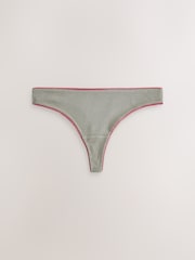 Black/Rose/Olive Thong Cotton Rib Knickers 3 Pack - Image 2 of 6