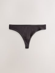 Black/Rose/Olive Thong Cotton Rib Knickers 3 Pack - Image 4 of 6