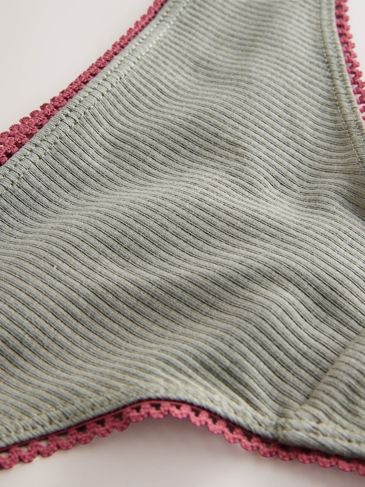 Black/Rose/Olive Thong Cotton Rib Knickers 3 Pack - Image 6 of 6 Black/Rose/Olive Thong Cotton Rib Knickers 3 Pack - Image 6 of 6